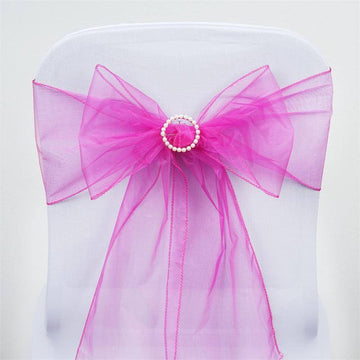 Add a Touch of Elegance with Fuchsia Sheer Organza Chair Sashes