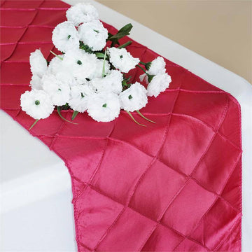 Elevate Your Event with the Fuchsia Taffeta Pintuck Table Runner