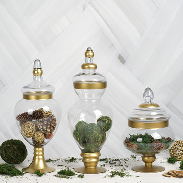 Enhance Your Event Decor with Gold Trim Glass Apothecary Jars