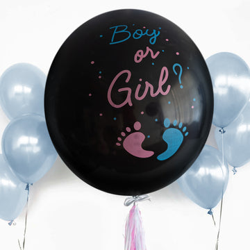 Gender Reveal Blue Confetti Filled Boy Or Girl Print Latex Balloon 24"