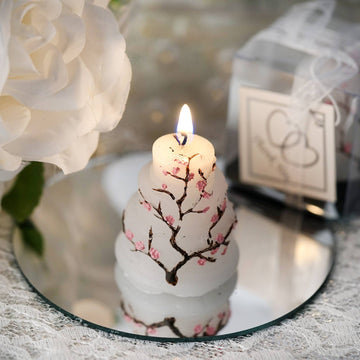 Elegant Cherry Blossom Wedding Cake Candle Party Favors