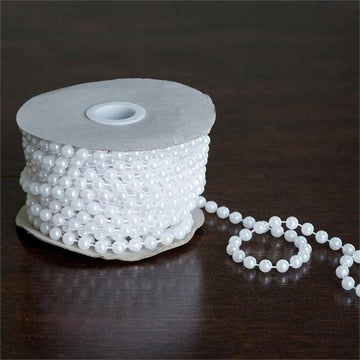 Glossy White Faux Craft Pearl String Bead Strands 12 Yards 6mm