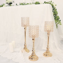 3 Set Gold Crystal Beaded Goblet Centerpieces 18 Inch 16 Inch 14 Inch