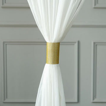 Add a Touch of Luxury to Your Event with Gold Large Rhinestone Mesh Velcro Chair Sash Clips