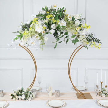 Durable and Stylish Gold Metal Floral Arch Frame Wedding Table Centerpiece Stand