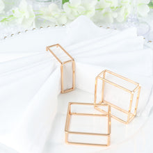 Gold Hollow Square Geometric Cube Metal Napkin Rings 4 Pack