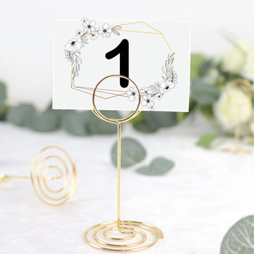 Elegant Gold Metal Mini Circle Card Holder Stands for Event Décor