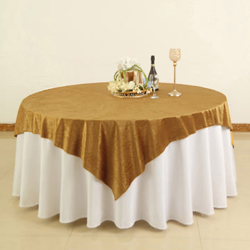 Gold Premium Soft Velvet Table Overlay, Square Tablecloth Topper 72"x72"