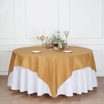 Gold Seamless Square Polyester Table Overlay 90"x90"