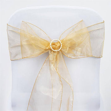 Create a Magical Atmosphere with Our Gold Sheer Organza Chair Sashes