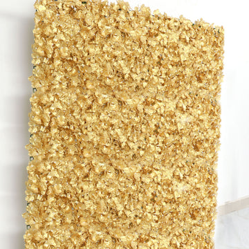 Gold UV Protected Hydrangea Flower Wall Mat Backdrop 4 Artificial Panels 11 Sq ft.