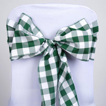 5 Pack Buffalo Plaid Checkered Chair Sashes In Green And White 6 Inch x 108 Inch#whtbkgd