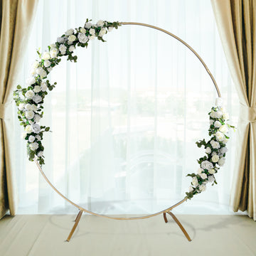 Elegant Gold Metal Round Wedding Arch Photo Backdrop Stand 7.5ft