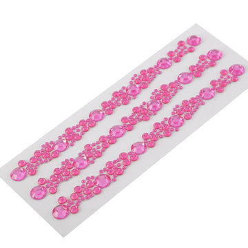 3 Pack Hot Pink Heptagon Self Adhesive Rhinestone Gem Craft Stickers