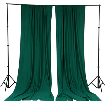 2 Pack Hunter Emerald Green Scuba Polyester Divider Backdrop Curtains, Inherently Flame Resistant Event Drapery Panels Wrinkle Free With Rod Pockets - 10ftx10ft