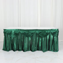 Hunter Emerald Green Satin Pleated Table Skirt 14 Feet Double Drape
