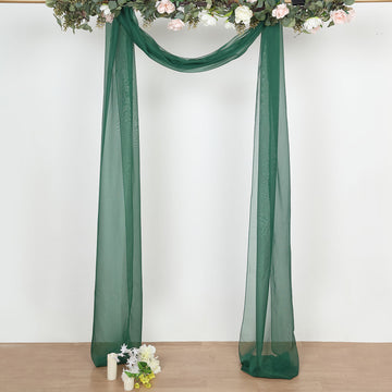 Hunter Emerald Green Sheer Organza Wedding Arch Drapery Fabric, Window Scarf Valance 18ft