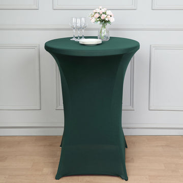 Add a Touch of Elegance with the Hunter Emerald Green Spandex Stretch Fitted Cocktail Table Cover