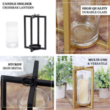Gold Iron Geometric Glass Lantern Candle Holder 11 Inch