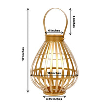 17 Inch Tall Gold Lantern Open Weave Basket Indoor Patio