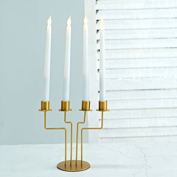 Add Elegance to Your Décor with the Gold Metal Geometric Taper Candle Candelabra