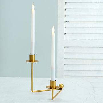 Elegant Gold Metal Geometric Taper Candle Candelabra Holder