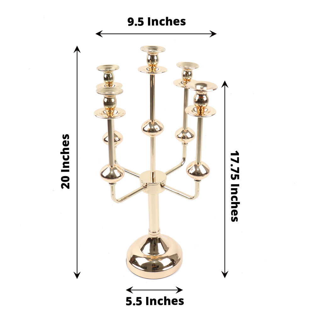 Gold Metal 5-Arm Candle Holder Centerpiece