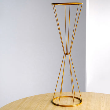 Dual Cone Reversible Gold Metal Geometric Flower Stand