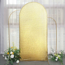 7ft Shimmer Tinsel Spandex Wedding Arch Cover For Fitted Round Top Chiara Backdrop Stand
