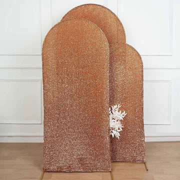 Create a Magical Atmosphere with the Antique Gold Shimmer Tinsel Spandex Wedding Arch Cover