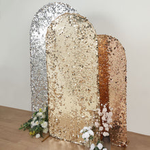 6 Feet Sparkly Champagne Double Sided Big Payette Sequin Arch Cover For Round Top Stand