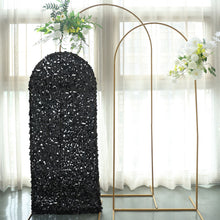 Sparkly Black Double Sided Big Payette Sequin Fitted Wedding Arch Cover For Round Top Chiara