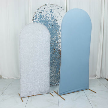 Enhance Your Wedding Decor with Dusty Blue/Silver Backdrop Covers