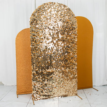 Create a Magical Atmosphere with Gold Round Top Fitted Backdrop Stand Covers