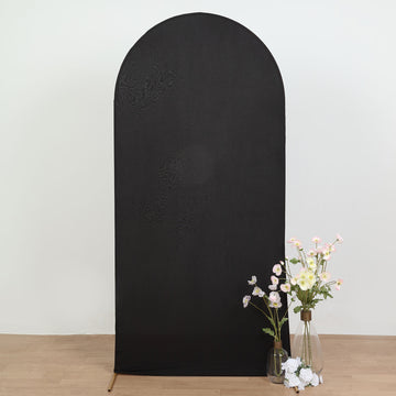 Elegant Matte Black Spandex Fitted Wedding Arch Cover