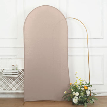 Elevate Your Wedding Decor with the Matte Nude Spandex Arch Cover