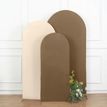 7ft Matte Taupe Spandex Fitted Wedding Arch Cover For Round Top Chiara Backdrop Stand