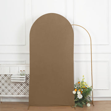Elegant Matte Taupe Spandex Fitted Wedding Arch Cover