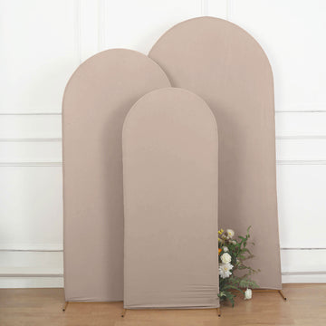 Create a Captivating Wedding Backdrop with the Matte Nude Spandex Fitted Arch Cover