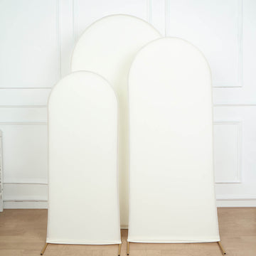 Elegant Matte Ivory Spandex Arch Covers for a Stunning Wedding Decor