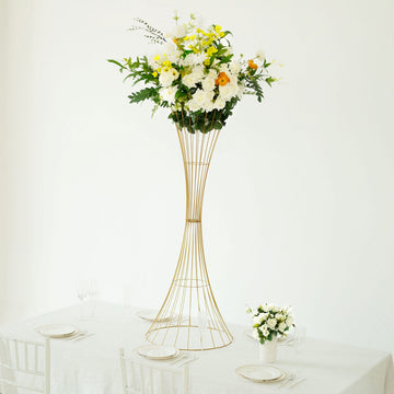 Chic and Stylish Gold Metal Wire Trumpet Centerpiece Stand