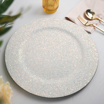 Dazzle Your Tables with Iridescent Blue Glitter Charger Plates