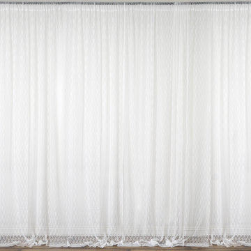 2 Pack Ivory Fire Retardant Divider Backdrop Curtain in Floral Lace, Sheer Event Drapery Panel with Rod Pockets - 5ftx10ft