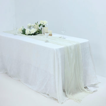 Ivory Gauze Cheesecloth Boho Table Runner 10ft