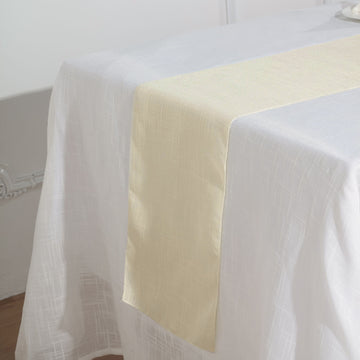 Ivory Linen Table Runner, Slubby Textured Wrinkle Resistant Table Runner 12"x108"