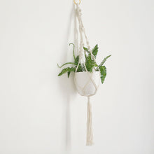 2 Pack Ivory Macrame Hanging Planter Baskets With Cotton Ropes And Top Ring 