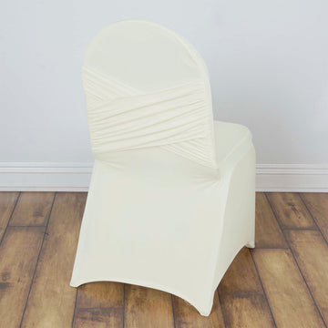 Ivory Madrid Spandex Fitted Banquet Chair Cover 180 GSM