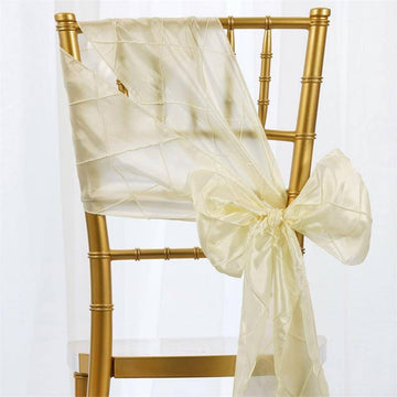 Elegant Ivory Pintuck Chair Sashes for Wedding Decorations
