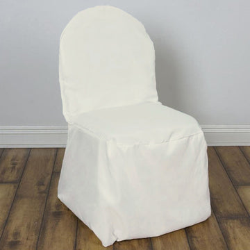 Elegant Ivory Polyester Banquet Chair Cover