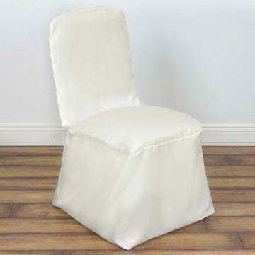 Elevate Your Event with the Ivory Polyester Square Top Banquet Chair Cover
